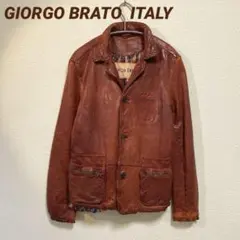 GIORGO BRATO ITALY 羊革 赤茶レザージャケット マルチカラー