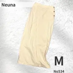 neuna ヌナ 白 セミタイト ロングスカート M 綿100 春夏