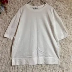 美品【ボッシュ】(M)カットソー 半袖 Tシャツ 無地 ホワイト 白 通勤のサムネイル