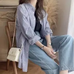 ストライプ長袖シャツ Mサイズ