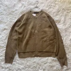 ナノユニバース　新品タグ付き　ジップアップ　ニットブルゾン　キャメルベージュ　M