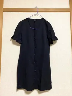 ZARA TRF ザラ Vネック 半袖 ミニワンピース チュニック　M ブラック