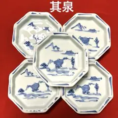 賞美堂本店　其泉　染付山水人物紋八角皿　染付八角銘々皿揃　希少 賞美堂本店 其泉 染付山水人物紋八角皿 染付八角銘々皿揃 希少 - メルカリ