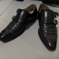 クロコダイルレザー モンクストラップシューズ