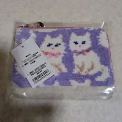 フェイラー モフモフネコチャン　 L字ポーチ　WEB限定 ペールパープル
