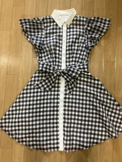 レッセパッセ ギンガムチェック 半袖ワンピース 34 Sサイズ