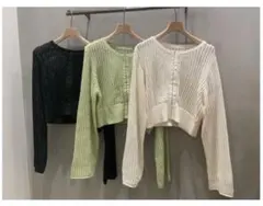 Ray BEAMS フロントホッククルーネックカーディガン　カーディガン