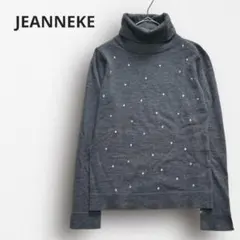 Y6162＊ジャンネケ ウール100 グレータートルニット 長袖インナー ドット