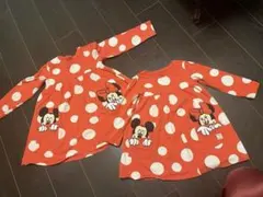ディズニー　ミッキー　ミニー　赤　ドット　ワンピース　セット売り