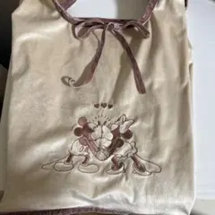 【美品】ディズニー ミッキー＆ミニー エコバッグ アイボリー ACCOMMODE