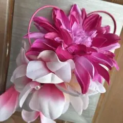 花飾り ピンク系 パール付き