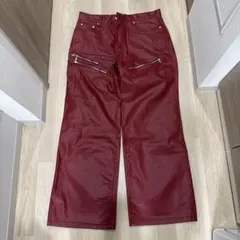メンズ フェイクレザー ジップパンツ ワインレッドのサムネイル