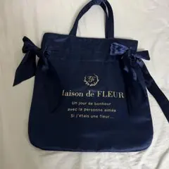 Maison de FLEUR ネイビー ダブルリボントートバッグ