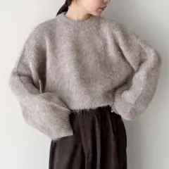 SELECT MOCA ヘアリーショートニット by SON ライトブラウン