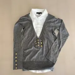 Selframe 長袖シルク　ウール　Vネックニット