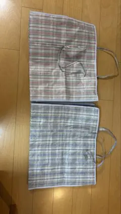 품절!대형 수납 가방 2개 세트/지퍼/체크무늬/50 x 60 x 30