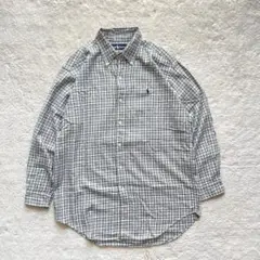 90s vintage 古着　ラルフローレン　チェック　ポニー刺繍　シャツ　長袖