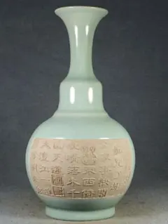 宋時代 汝窑开片 螺纹盘口瓶 青磁 瓶 陶器 時代物 骨董品 - メルカリ