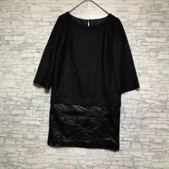 LOUNIE ブラック ひざ丈ワンピース 36 ウール混　ロング丈　トップスのサムネイル