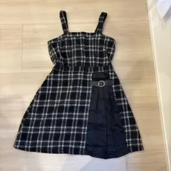 PINK-latte ジャンバースカート ブラック・ホワイト チェック