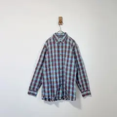 UNIQLO ユニクロ　水色チェックシャツ　M 綿100% コットンシャツ