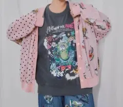 ScoLar 162748：ドット×花ネコ柄 シアーカーディガンのサムネイル