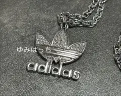 ☆adidas☆トレフォイルロゴ ストーンネックレス シルバー