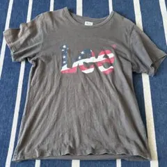 Lee アメリカ国旗風ロゴ Tシャツ グレー