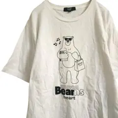 BEAMS HEART クマ プリントTシャツ L 白
