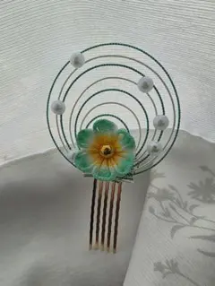 薄荷色の髪飾り(かんざし)