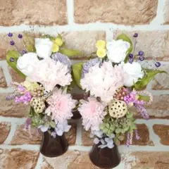 華やかにお供え☆仏花　プリザーブドフラワーアレンジ　花器付き一対