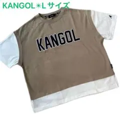 KANGOL ベージュ ロゴ 半袖Tシャツ、L