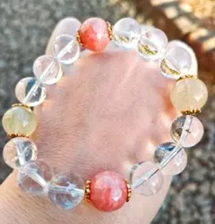 ☆安価✩高品質！大玉！インカローズ リビアングラス マニカラン水晶 ブレスレット