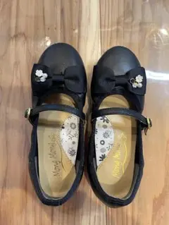 17.0 cm 黒のリボン付きフォーマルシューズ