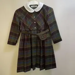チェック柄ウールワンピース（長袖）
