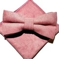 ◇蝶ネクタイ　チーフ　ダークピンク　コットン　無地　格安　お洒落　djf