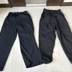 黒 ストライプ ストレートパンツ 2点セット140センチ