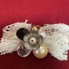 レースリボンヘアピン 花とパール付き◆︎◇︎