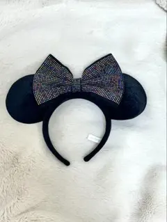 ミニースパンコール　カチューシャ　黒