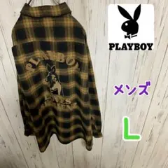新作　プレイボーイ オンブレ チェック ビックサイズ チェーン刺繍 バニーヘッド