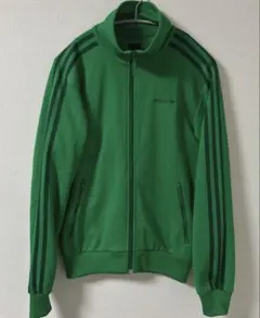 美品　カーキ　S 90s adidas トラックジャケット　トレフォイル　ロゴ 00s adidas トラックジャケット トレフォイル グリーン M - メルカリ