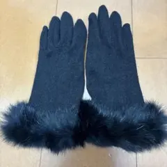 ファー付きブラック手袋