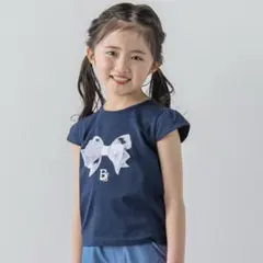 BEBE べべ　オーガンジーリボン　Tシャツ　150 紺　ネイビー