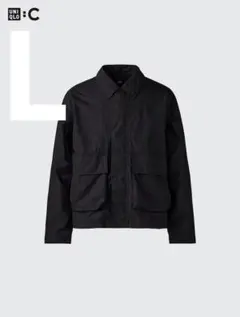 【UNIQLO：C】コットンショートブルゾン/L/ブラック