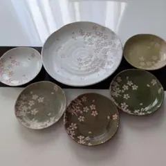 桜の花柄 陶器 食器セット 6点