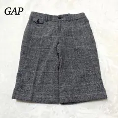 ギャップ ウール混 ハーフパンツ【XS】チェック柄 秋冬服 グレー系 毛65%
