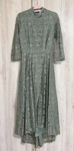 オリーブグリーン レース マキシワンピース ドレス