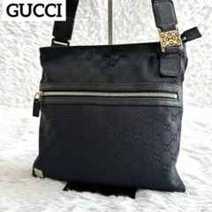 良品✨ グッチ GGキャンバス ショルダーバッグ ブラック 黒 ゴールド 