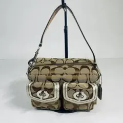 極美品 COACH アクセサリーポーチ　シグネチャー ターンロック