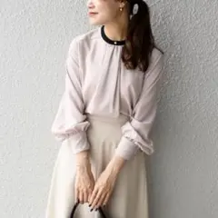 SHIPS シップス〈手洗い可能〉配色パイピングブラウス